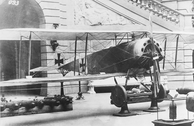 Boelcke’s Fokker D.III on display at the Zeughaus museum in Berlin. Boelcke scored eight victories in this aircraft in 1916, but was destroyed by Allied bombers in 1943. (US Navy)